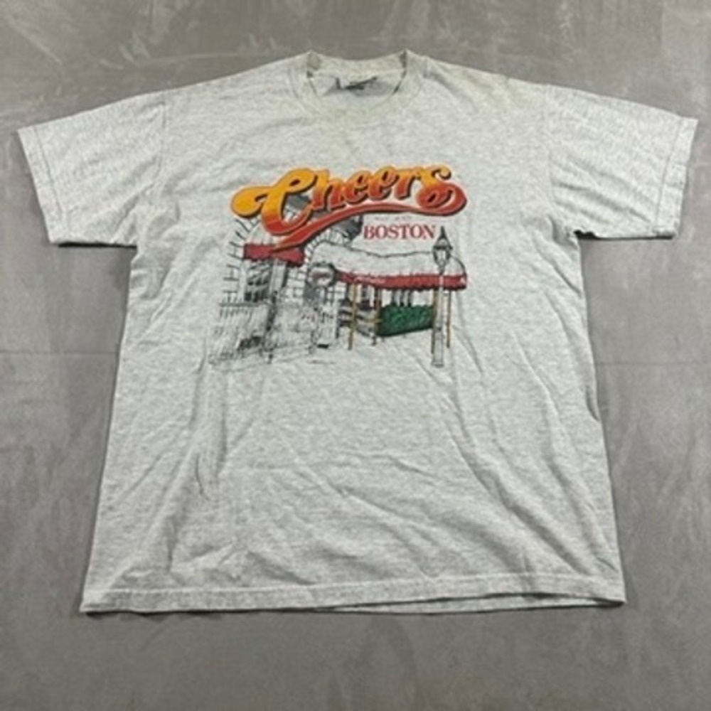 Lee Cheers T-Shirt Mens Vintage 90s Graphic Boston TV Show M Gray